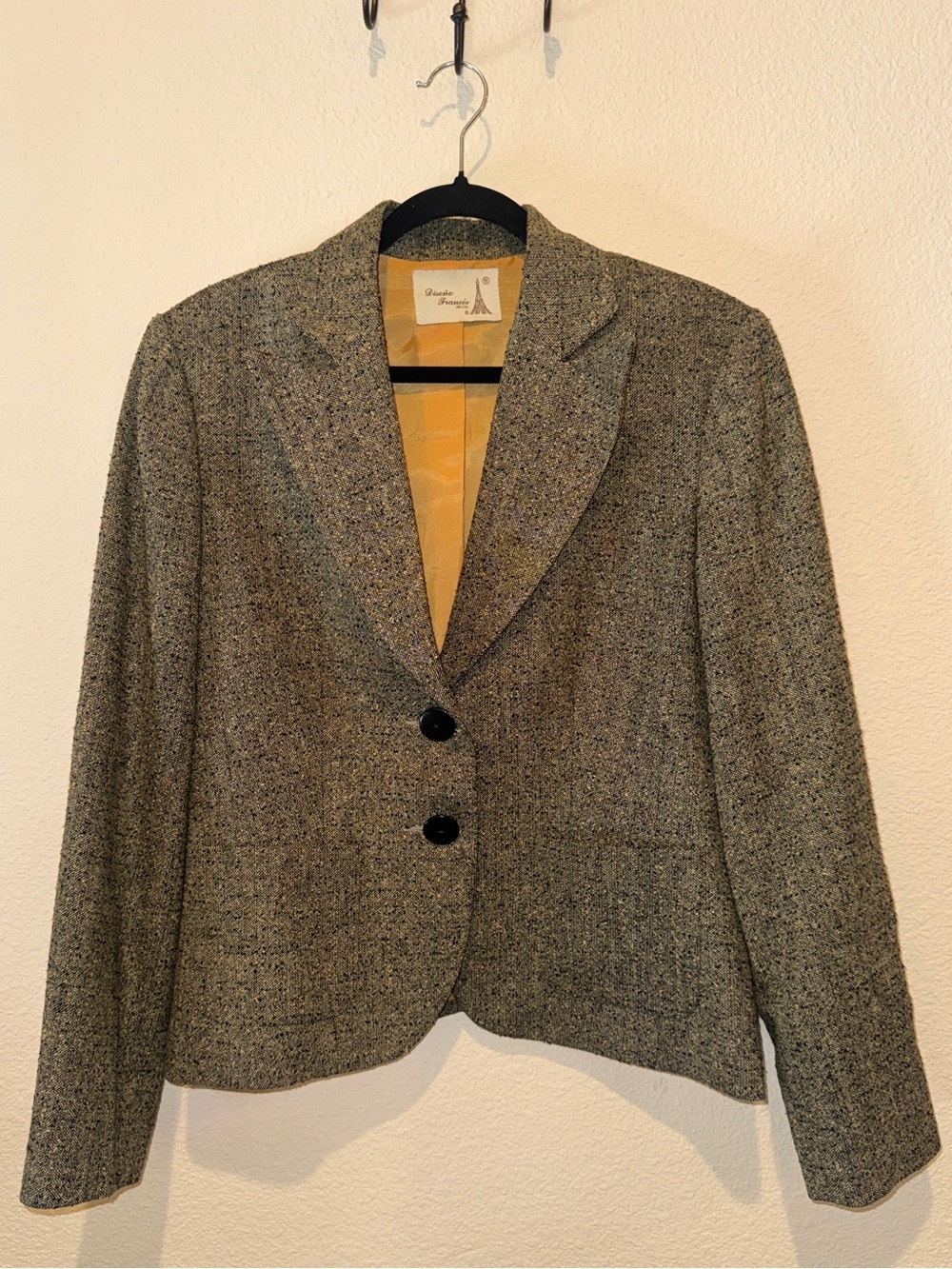 Vintage Wool-Blend Tweed Women's Blazer Jacket, size 16
